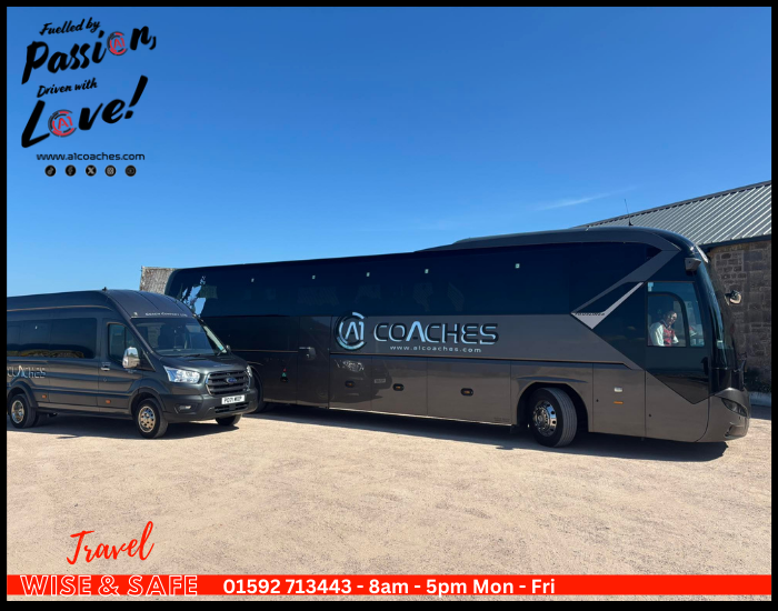 Coach Hire in Fife Scotland, perfect for weddings and golfing outings.