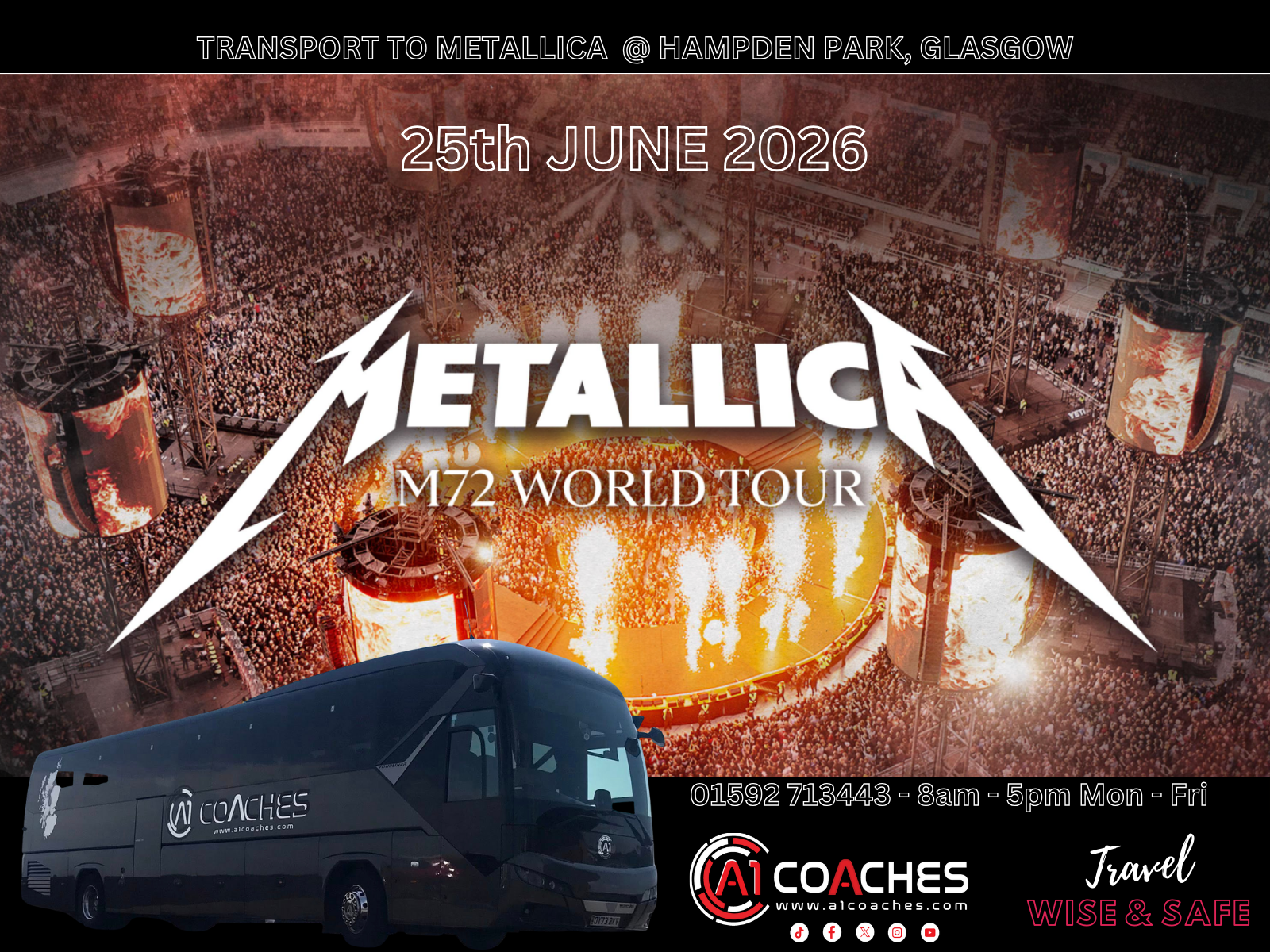 Transport to Metallica at Hampden Park, Glasgow