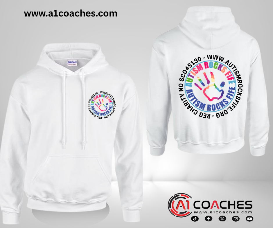 Autism Rocks Fife Hoodie - Artic White