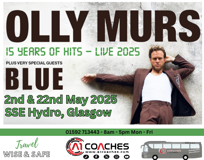 Transport to Olly Murs Concert from Fife with A1 Coaches. 