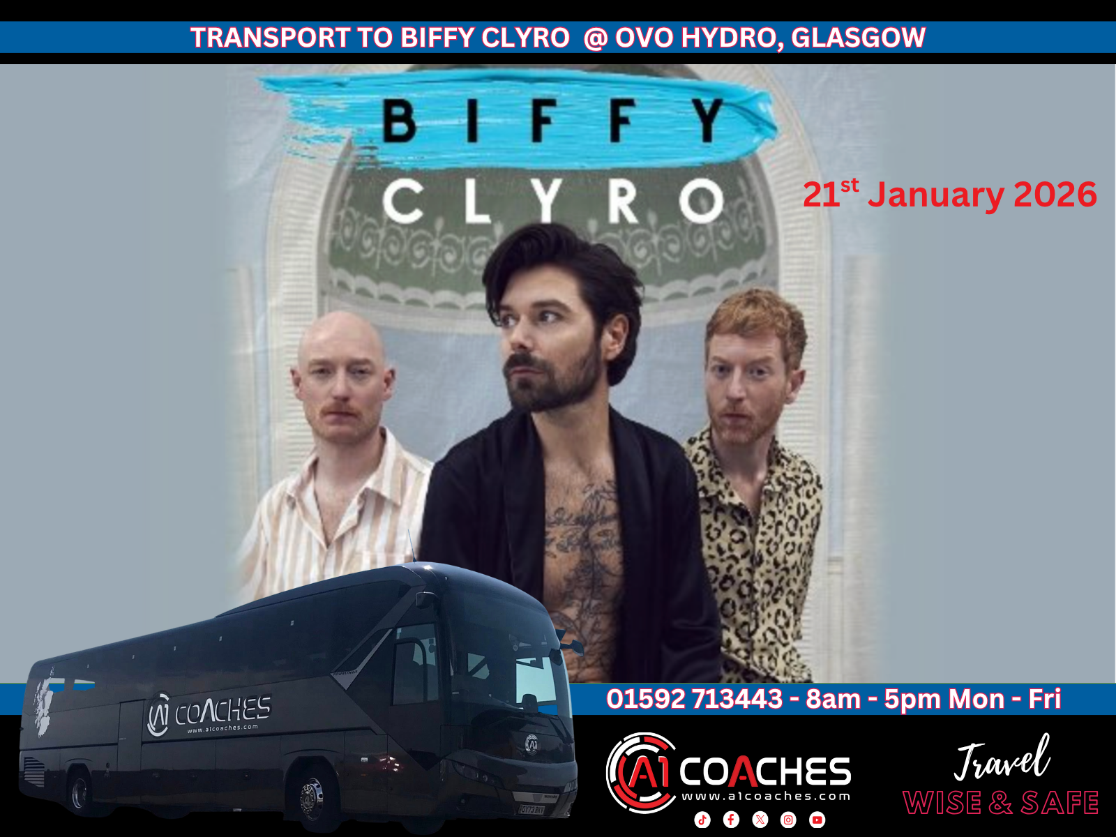Transport for Biffy Clyro - 21st January at Ovo Hydro Glasgow